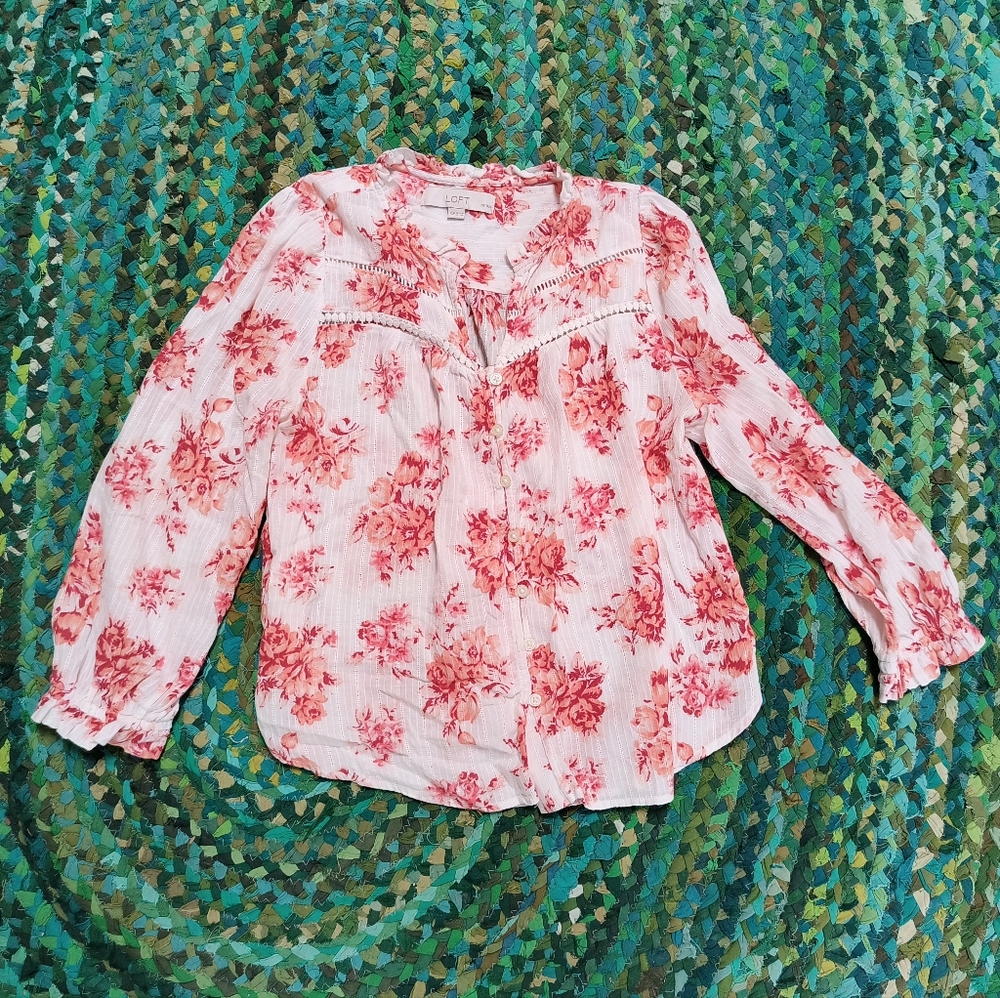 Loft Floral Button-Up Blouse Brand New Never Worn